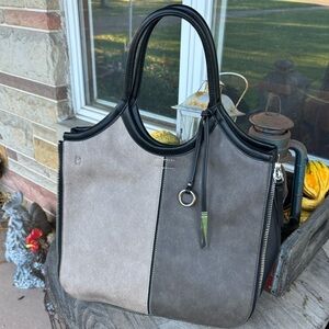 Calvin Klein Colorblock Faux Leather Convertible Zip Bag